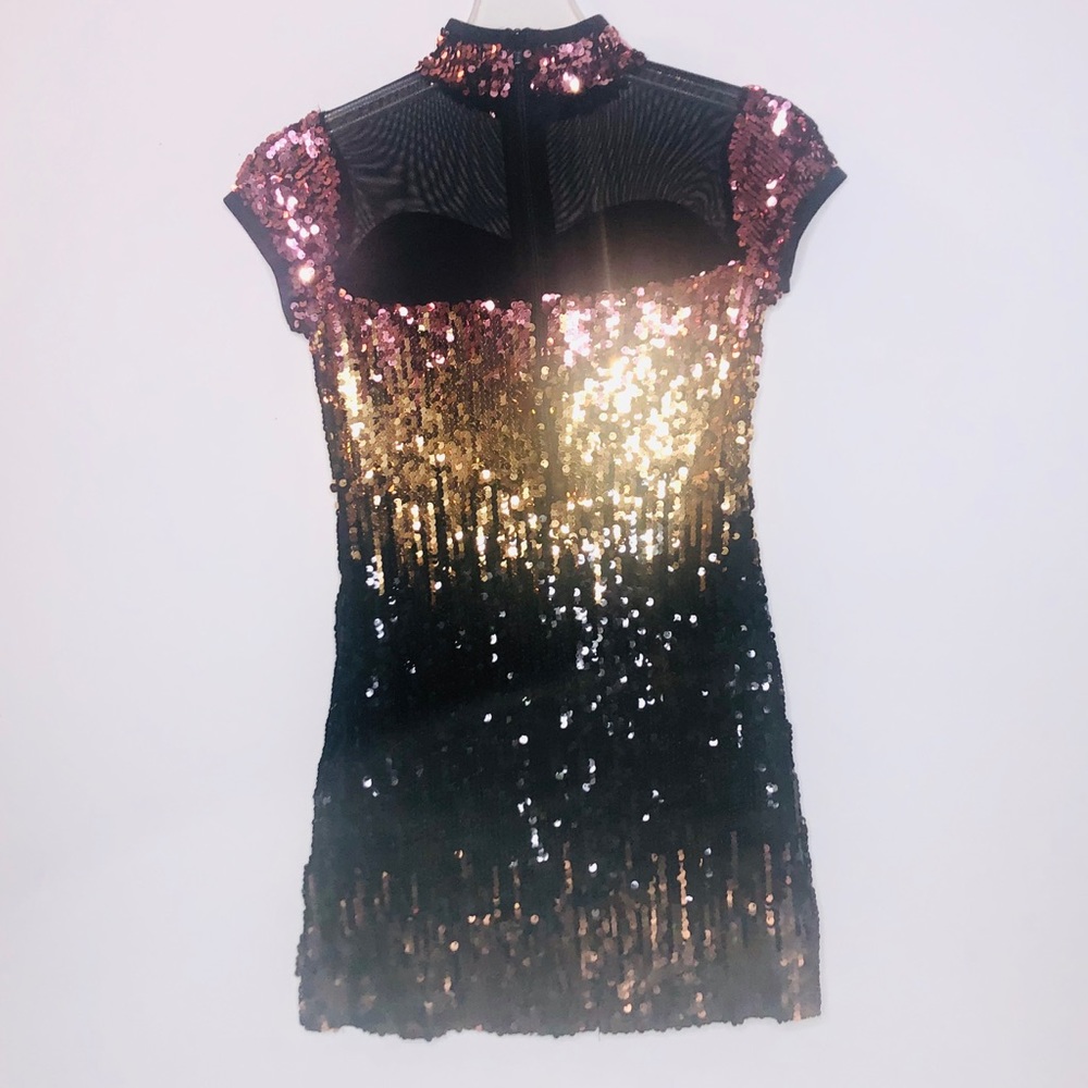 WEISSMAN Sleeveless A-line ombré Sequin Dress Item# 0023 - Picture 2 of 7